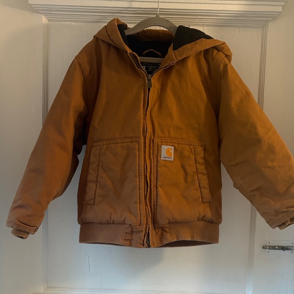 Carhartt Tan Boys Insulated Canvas Hooded Jacket - Picture 1 of 10